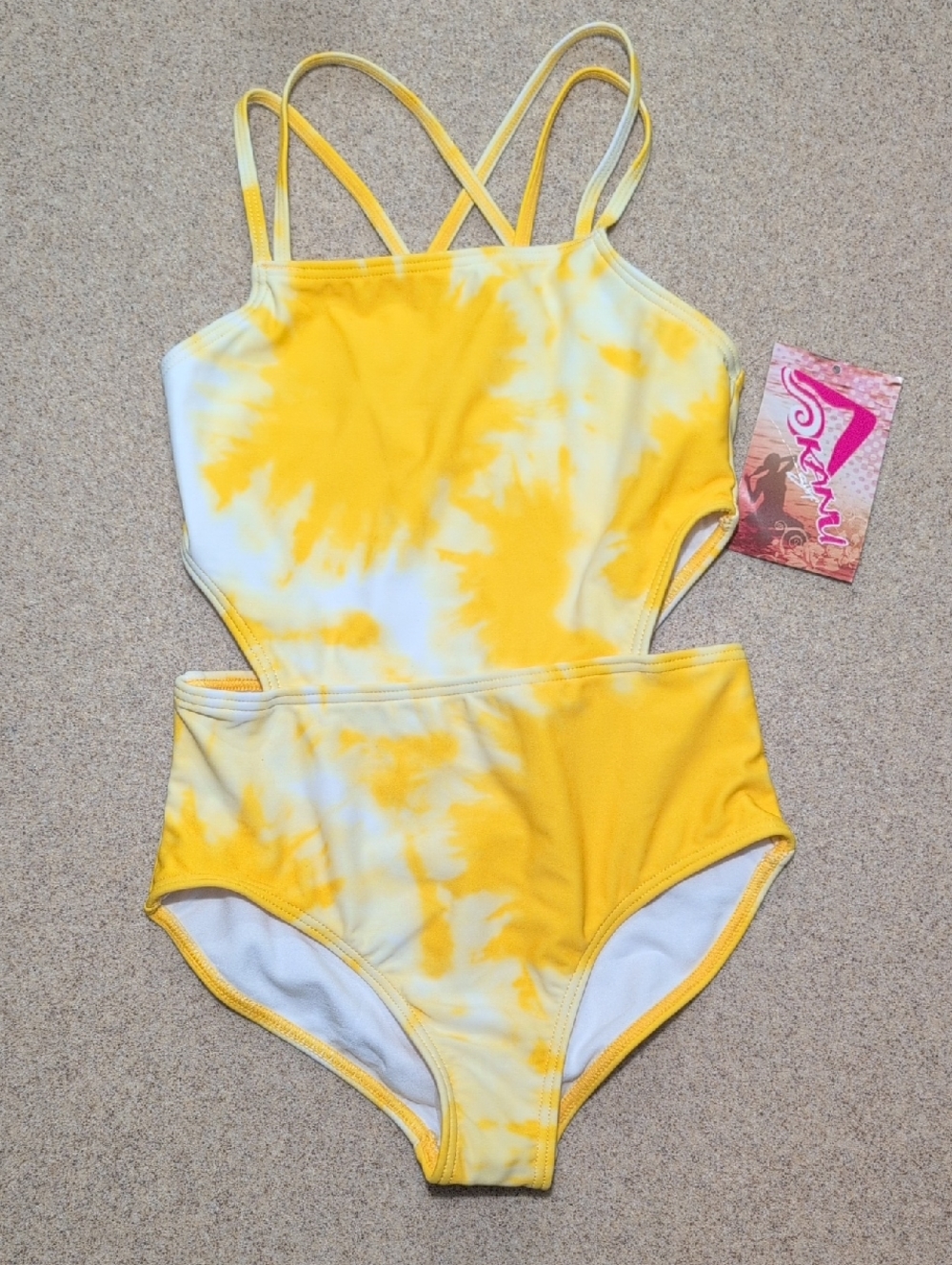 Kanu Surf Beach Girl Yellow Sport Cut-Out 1-Piece Size 10